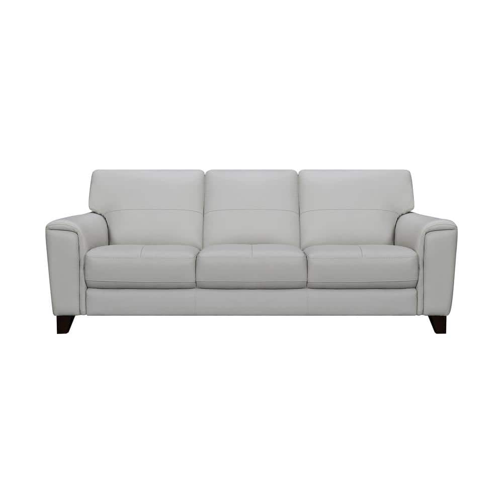 Bergen 87 in. Dove Gray Leather Square Arm Sofa