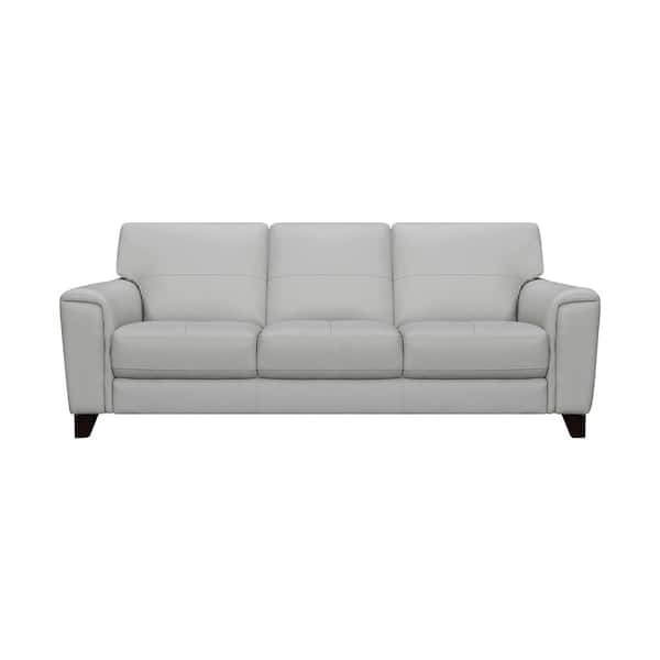 Bergen 87 in. Dove Gray Leather Square Arm Sofa