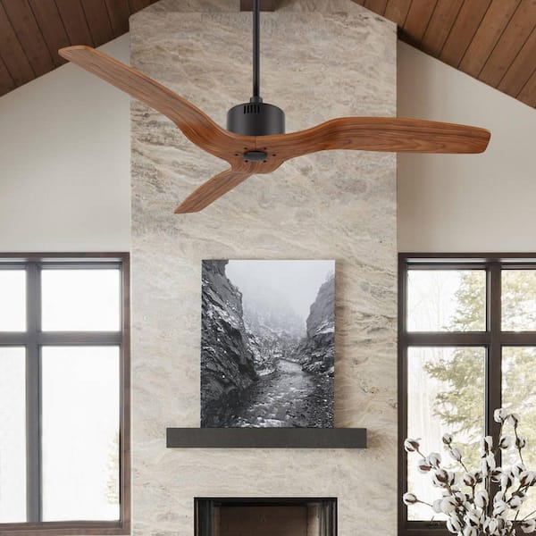 Yarmouth II 52 in. Indoor 10-Speed DC Motor Black Downrod Ceiling Fan without light, with Remote Control