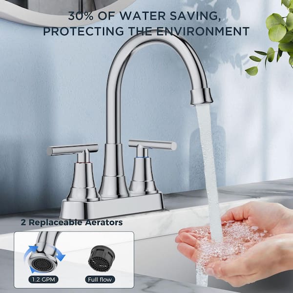 4 in. Centerset Double Handle Bathroom Faucet with Pop-Up Drain in Polished Chrome