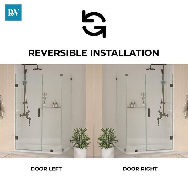 Kobiworks Nirvana 36 in. W x 31 in. L x 76 in. H Frameless Hinged