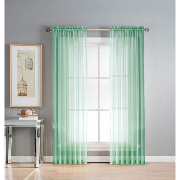 Window Elements Aqua Extra Wide Rod Pocket Sheer Curtain - 56 in. W x 84 in. L (Set of 2)