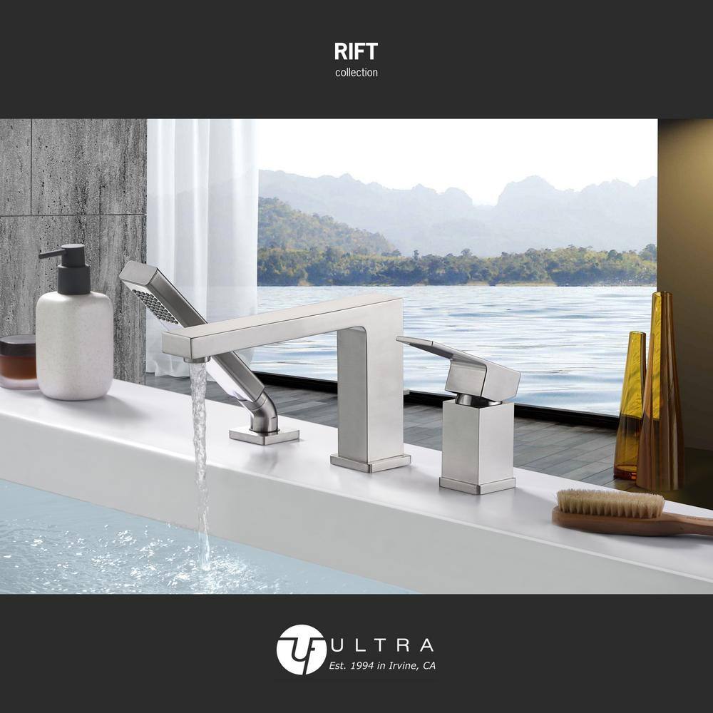 Brushed Nickel Single Handle Deck-Mounted Tub Faucet with Hand Shower