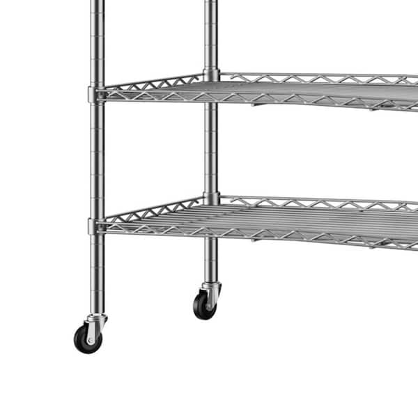 FUNKOL 5 Layer Chrome(Silver) Kitchen Shelf Metal Heavy-Duty Craft