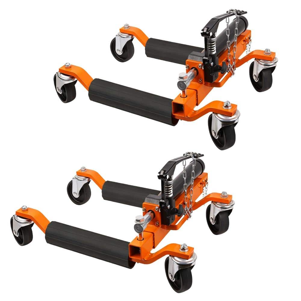 2 Piece Orange Heavy Duty Hydraulic Car Wheel Dolly Set with Ratcheting Foot Pedal for Trucks, RVs, Trailers, Garage price history on PriceWatchPro