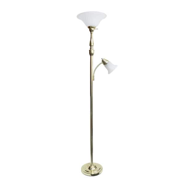 71 In Gold Torchiere Floor Lamp With 1, Floor Reading Lamps Home Depot