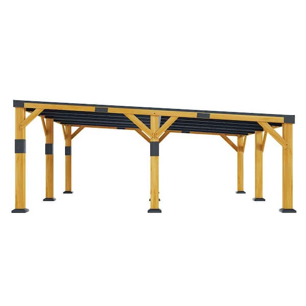 20 ft. W x 20 ft. D x 9.2 ft. H Gray Roof Cedar Wood Carport