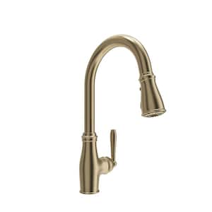 Belsena 2.0 Single Handle Pull Down Sprayer Kitchen Faucet in Brushed Gold