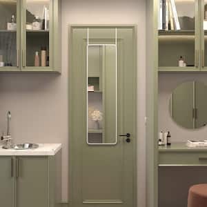 Silver 14 in W x 47 in. H Rectangular Metal Framed Door Mirror