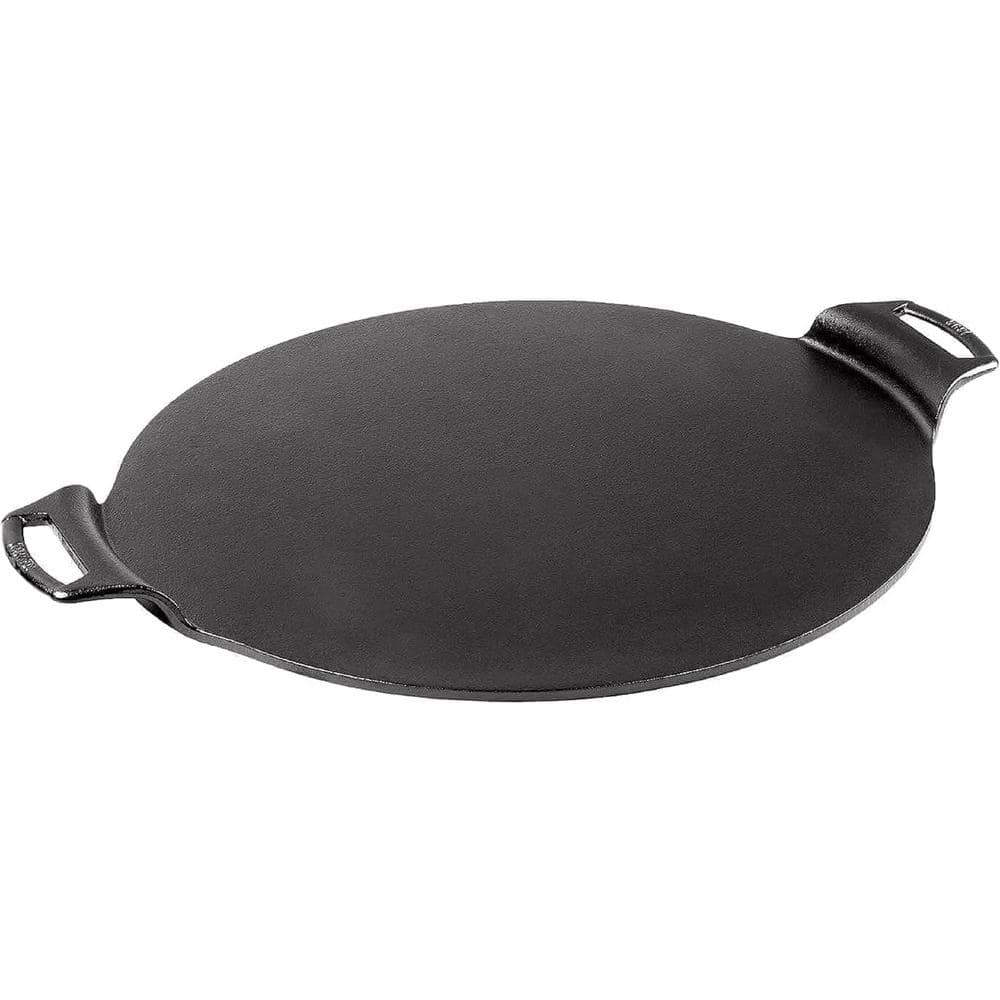 15 in. Seasoned with Vegetable Oil Cast Iron Pizza Pan in Black with Rimles
