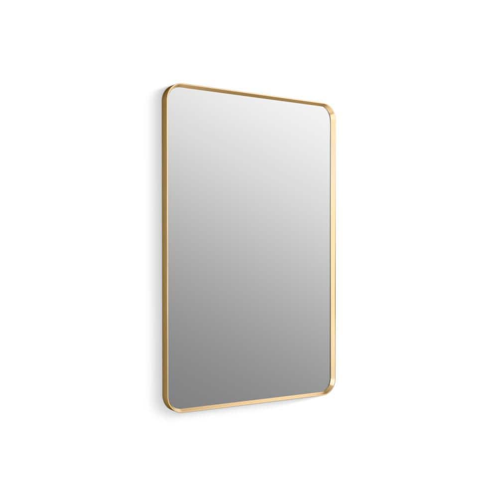 Moderne Brushed Gold Full Length Rectangular Vanity Mirror