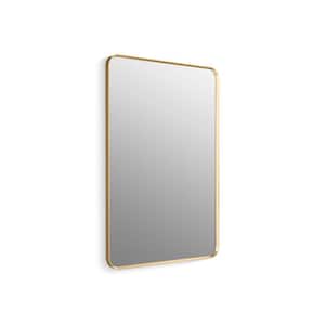 Essential 30 in. W x 45 in. H Rectangular Framed Wall Mount Bathroom Vanity Mirror in Moderne Brushed Gold