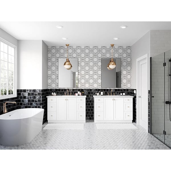 Designer Series Melvern Assembled 27x34.5x21 in. Full Door Height Bathroom Vanity Base Cabinet in White