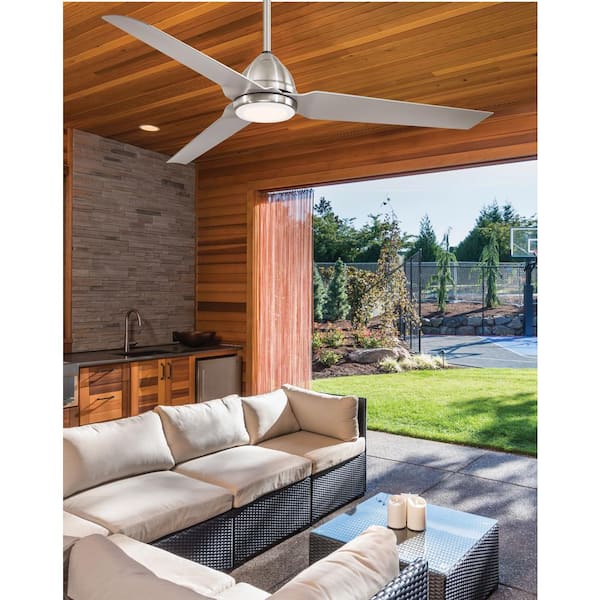 samen Wedstrijd Helm MINKA-AIRE Java 54 in. Integrated LED Indoor/Outdoor Brushed Nickel Wet  Ceiling Fan with Light and Remote Control F753L-BNW - The Home Depot