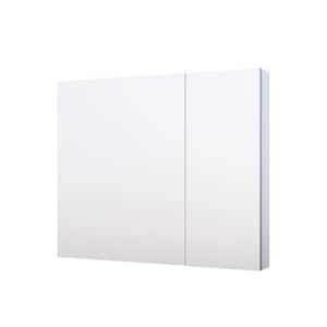 36.1 in. W x 30 in. H Rectangular Aluminum Recessed/Surface Mount Medicine Cabinet with Mirror and 8 mm Glass Shelves