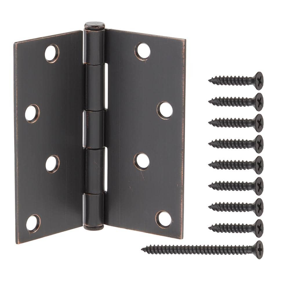4 in. Square Radius Oil-Rubbed Bronze Squeak-Free Door Hinge