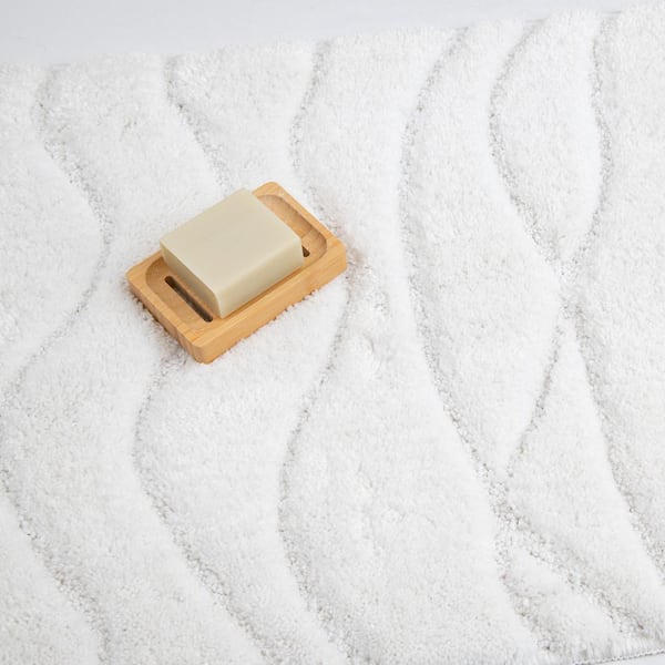 Cotton Machine Washable Textured Border Bath Mat