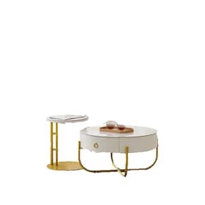 27.56 in. Gold Marble Nesting End Table