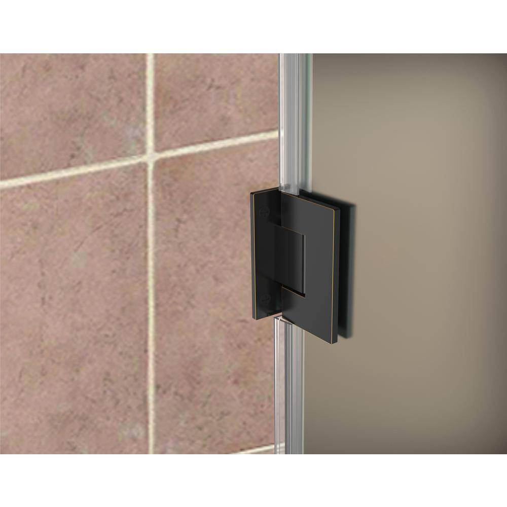Belmore 72" Frameless Hinged Shower Door with Frosted Glass and Bronze Hardware