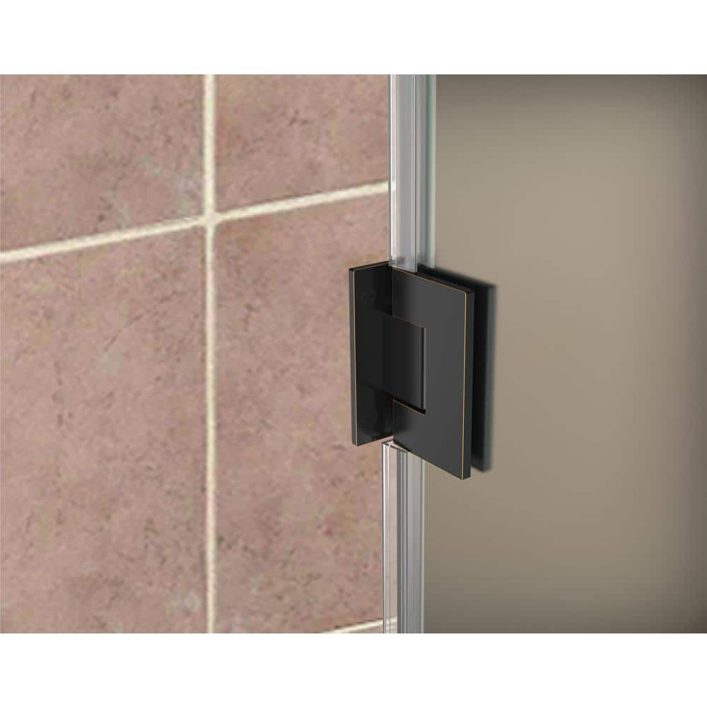 Belmore 64" x 72" Oil Rubbed Bronze Frameless Hinged Shower Door with Frosted Glass