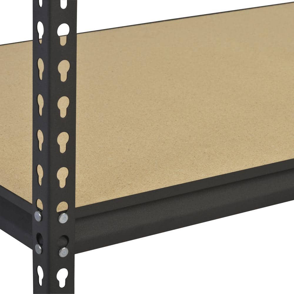 Heavy-Duty Workshop 5-Tier Steel & Wood Shelving Unit, 36"W x 18"D x 72"H, Black