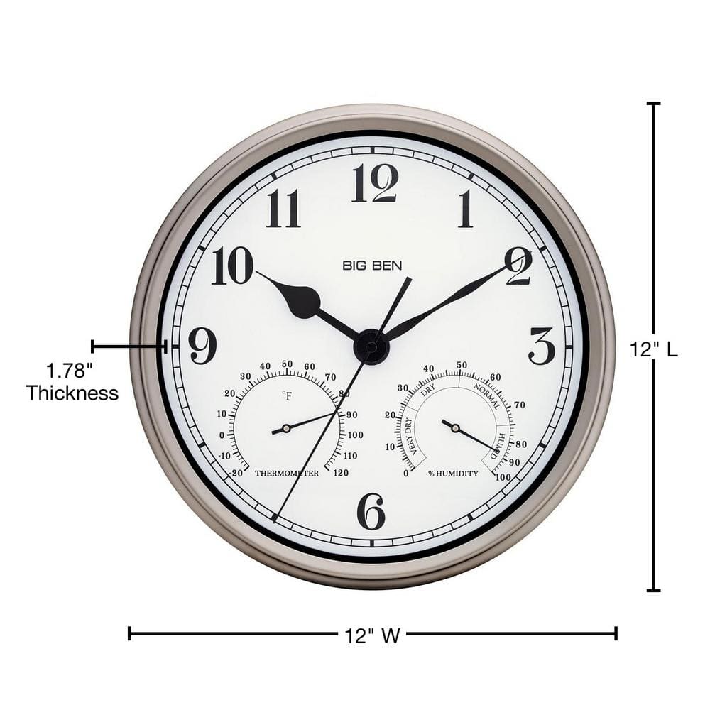 Oversized Silver Metal Round Wall Clock with Glass Face