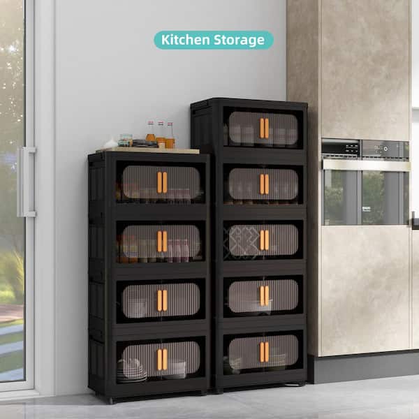 Seafuloy 5 Tiers Black 50 in. H Accent Storage Cabinet with