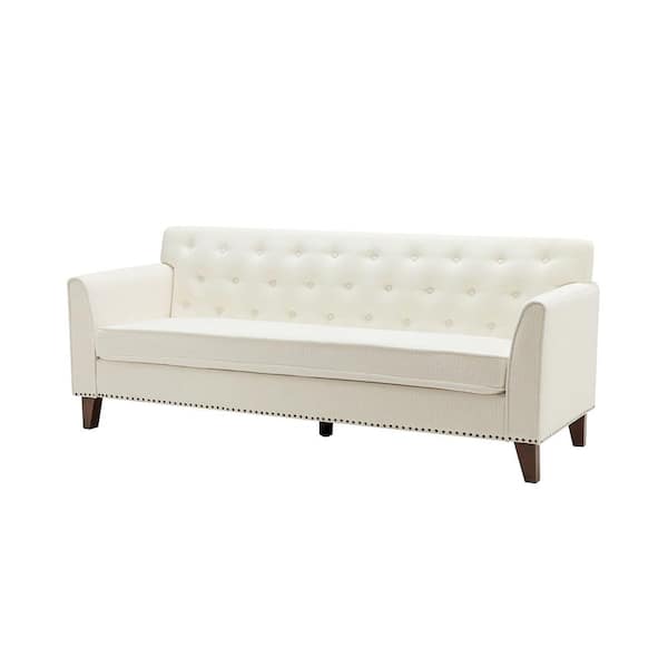 JAYDEN CREATION Heliades Grey 79 in. 2-Seat Straight Polyester Sofa with Square Arm