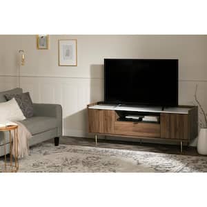 Hype TV Stand, Natural Walnut and Faux Carrara Marble