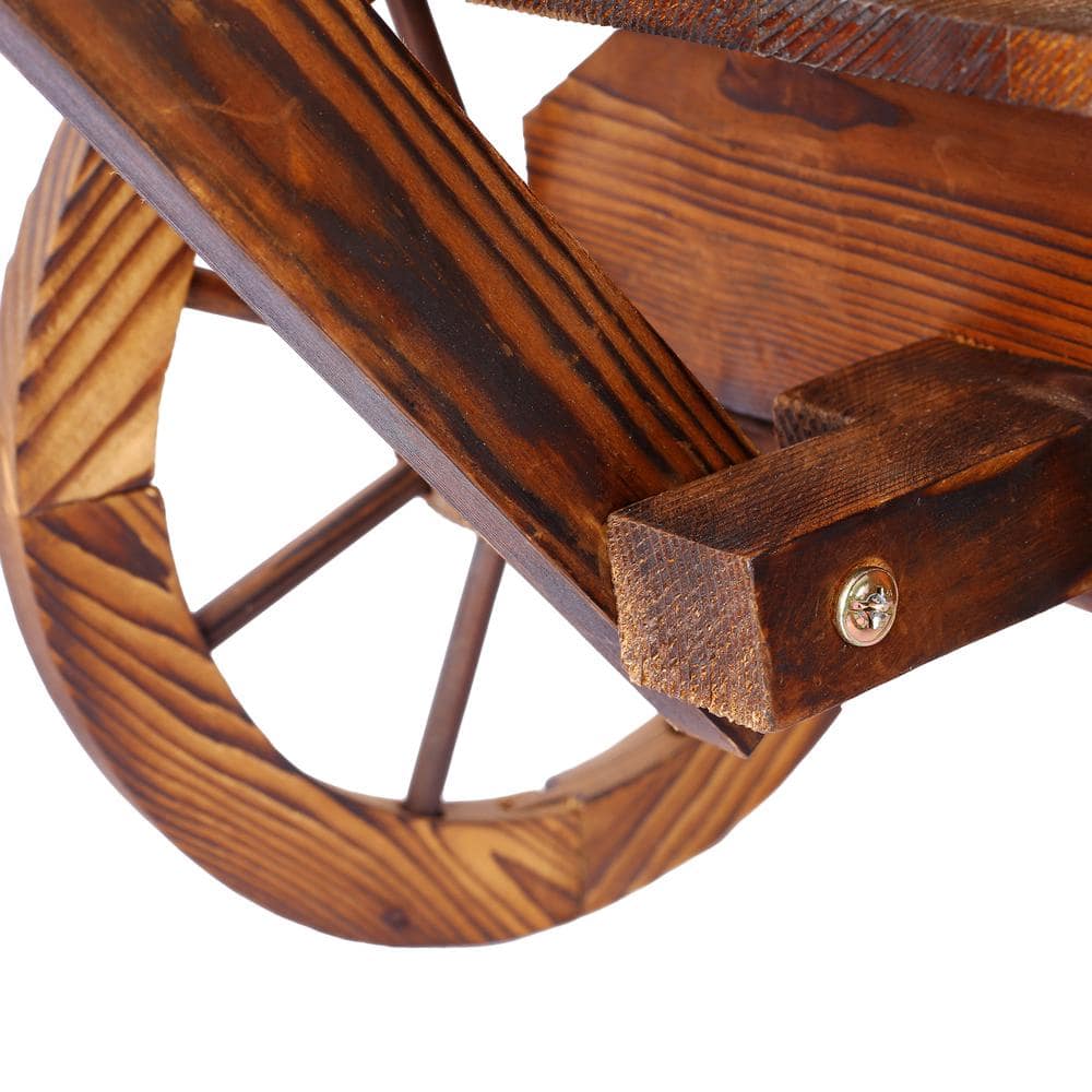 Rustic Fir Wood Wagon Planter with Wheels
