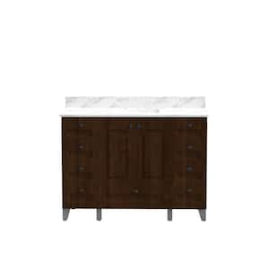 48 in. W x 21 in. D x 34 in. H Single Sink Freestanding Bath Vanity in Expresso with White Engineered Stone Top