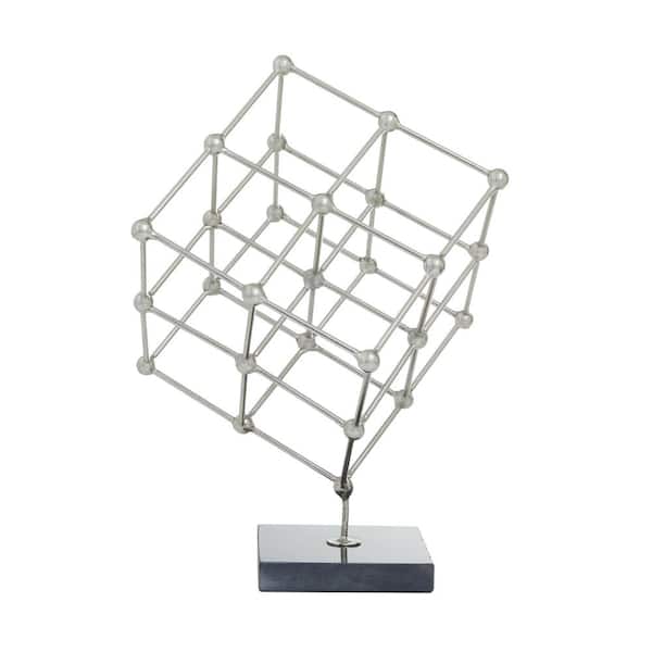 Litton Lane Silver Marble Modern Sculpture