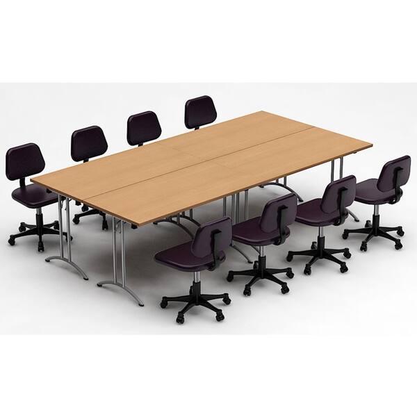 TeamWORK Tables 4-Piece Natural Beech Conference Tables Meeting Tables Seminar Tables Compact Space Maximum Collaboration