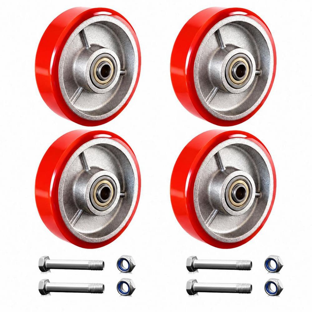 Set of 4 Heavy Duty Polyurethane on Cast Iron 4 in Gray Swivel Caster Wheels with 2000 lb Load Capacity price history on PriceWatchPro
