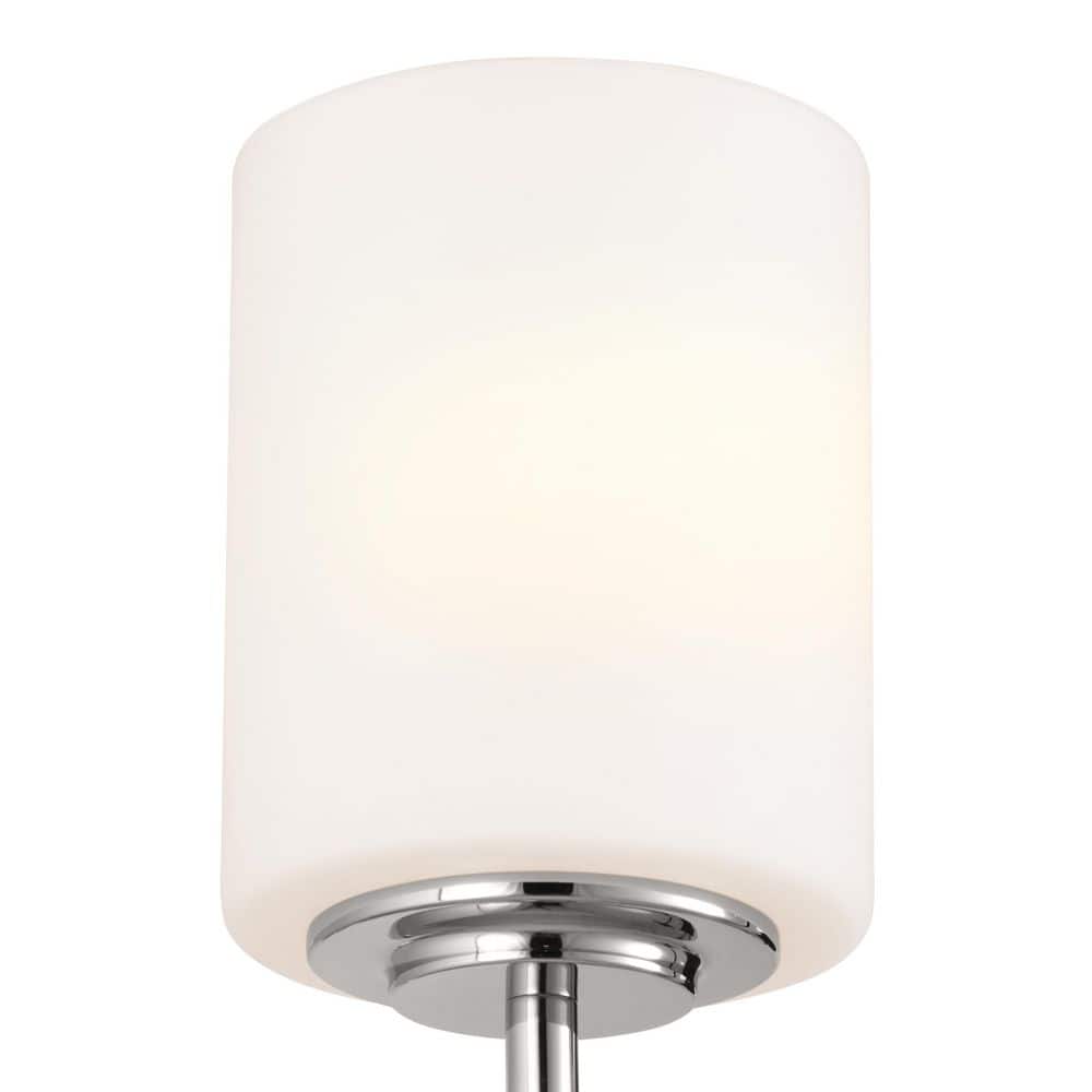 Polished Nickel Cylinder Wall Sconce with Opal Glass Shade