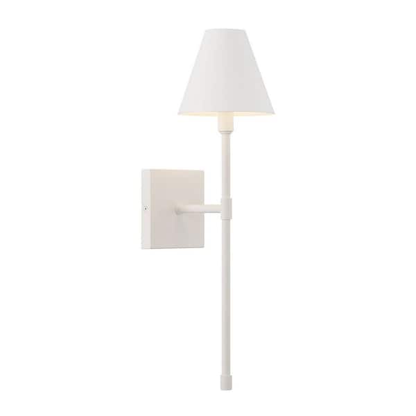 Savoy House Jefferson 5.5 in. W x 20 in. H 1-Light Bisque White Wall Sconce with Metal Shade