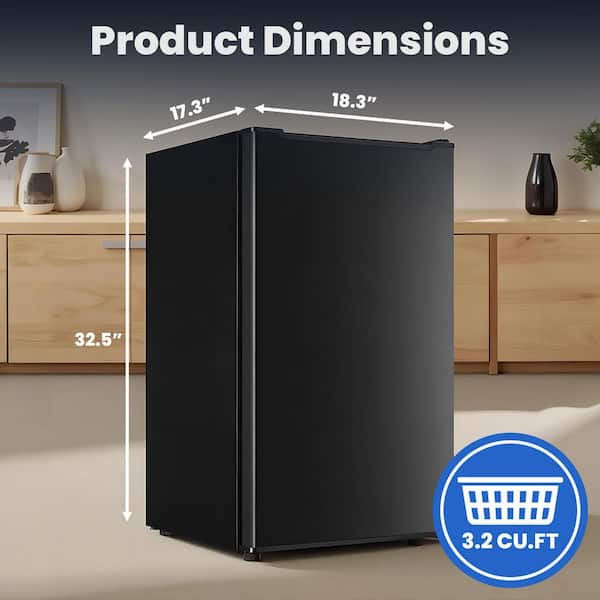 INSTER 3.2 Cu. ft Upright Freezer Compact in Black Stainless with