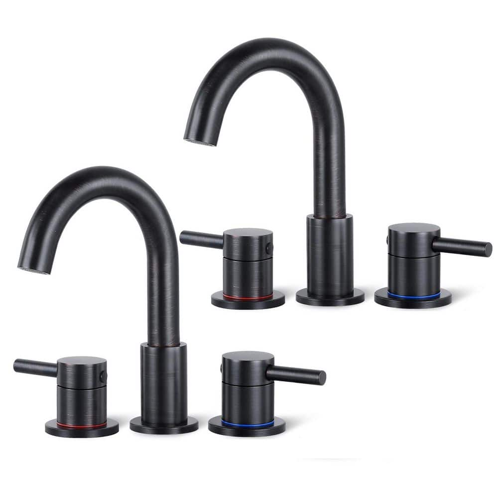 8 in. Widespread Double Handle Bathroom Faucet 3 Hole Sink Faucet in Oil Rubbed Bronze (2-Pack) price history on PriceWatchPro
