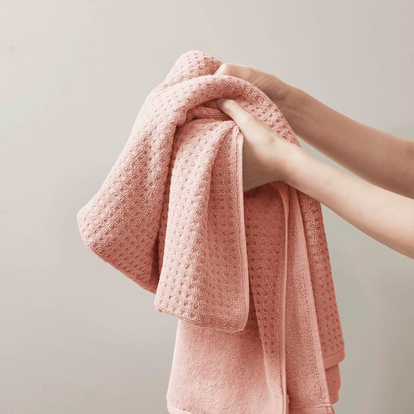 Madison Park Spa Waffle 6-Piece Pink Cotton Jacquard Antimicrobial
