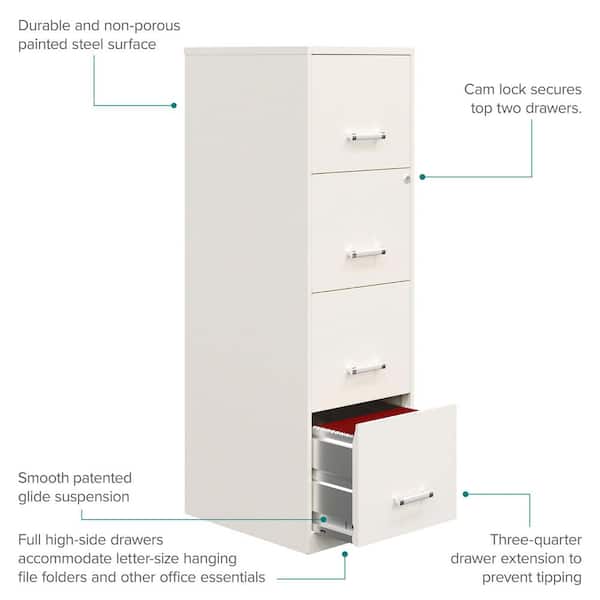 Space Solutions 18 in. D 4-Drawer Pearl White Metal Smart Letter