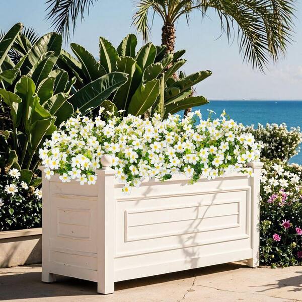13.77 in. White Indoor/Outdoor Artificial Daisy Flowers Fake Silk