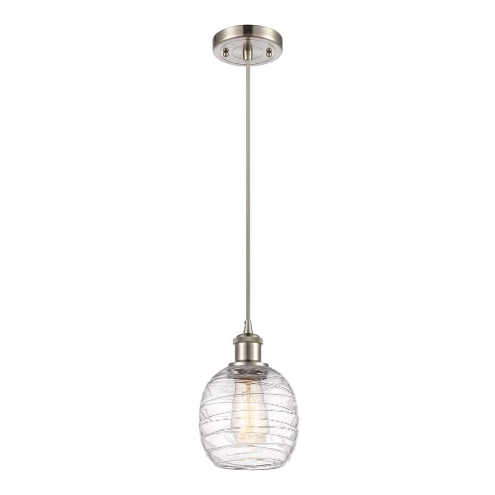 Brushed Satin Nickel Mini Drum Glass Pendant Light