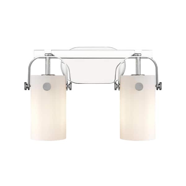 Innovations Pilaster II Cylinder 14.88 in. 2-Light Polished Chrome Vanity Light with Glass Shade