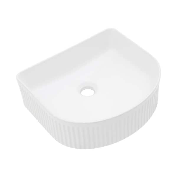 Boosicavelly 16 in. Vessel Bathroom Sink in White Ceramic