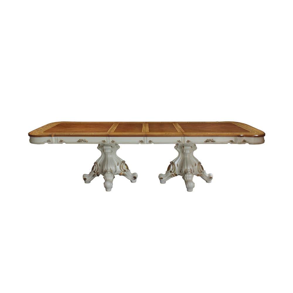 Antique Pearl & Cherry Oak Extendable Rectangular Dining Table