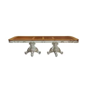 Picardy Antique Pearl and Cherry Oak Dining Table with Double Pedestal