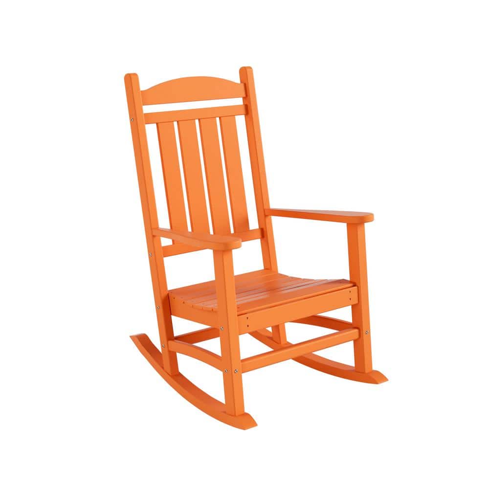 WESTIN OUTDOOR Kenly Orange Classic Plastic Outdoor Rocking Chair ...