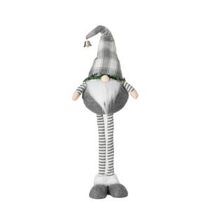 34 in. Multicolor Polyester Holiday Standing Long Legged Plaid Gnome