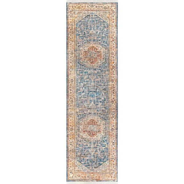 Artistic Weavers Dietritch Cream/Blue 3 ft. x 9 ft. Indoor Area Rug
