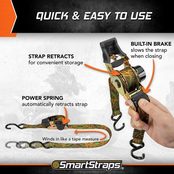 thumbnail image 2 of Retractable Ratchet Straps 4 Pack, Ratchet Straps Self Retractabl 1\" X... 2 of 12